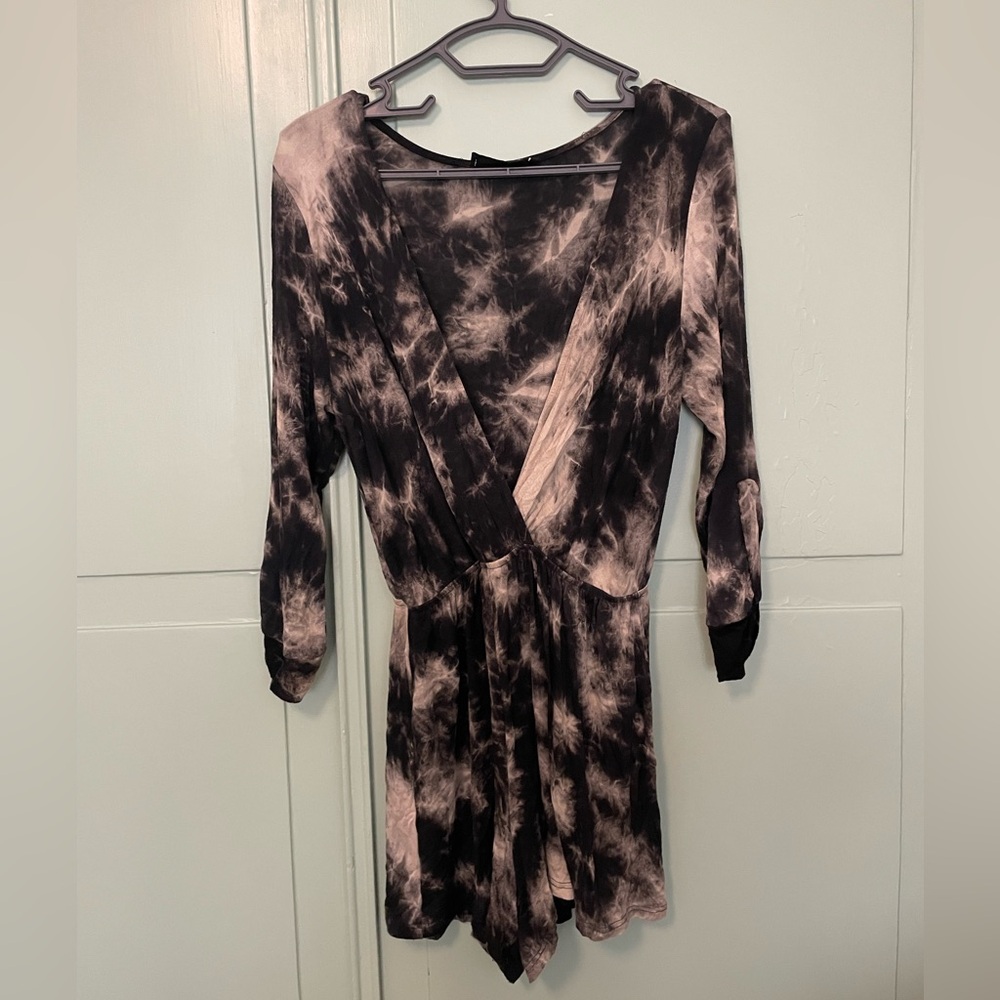 Audrey 3 + 1 Tie Dye Black Romper